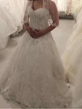 Sophia Tolli French Ivory Lace Strapless Wedding Dress